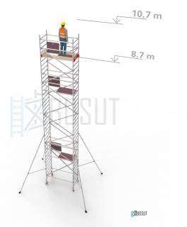 Hliníkové lešení Klimatek - výška 10,7 m (1,8 m x 0,85 m (d/š))