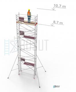 Hliníkové lešení Klimatek - výška 10,7 m (2,5 m x 0,85 m (d/š))