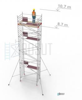 Hliníkové lešení Klimatek - výška 10,7 m (2,5 m x 1,45 m (d/š))