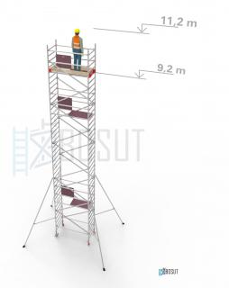 Hliníkové lešení Klimatek - výška 11,2 m (1,8 m x 0,85 m (d/š))