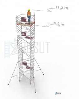 Hliníkové lešení Klimatek - výška 11,2 m (1,8 m x 1,45 m (d/š))