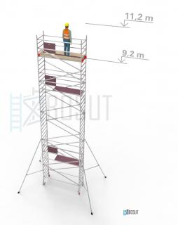 Hliníkové lešení Klimatek - výška 11,2 m (2,5 m x 0,85 m (d/š))