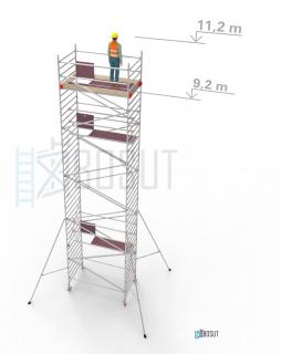 Hliníkové lešení Klimatek - výška 11,2 m (2,5 m x 1,45 m (d/š))