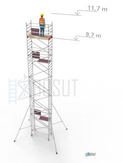 Hliníkové lešení Klimatek - výška 11,7 m (1,8 m x 0,85 m (d/š))