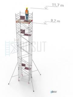 Hliníkové lešení Klimatek - výška 11,7 m (1,8 m x 1,45 m (d/š))