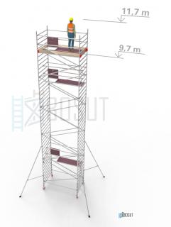 Hliníkové lešení Klimatek - výška 11,7 m (2,5 m x 1,45 m (d/š))