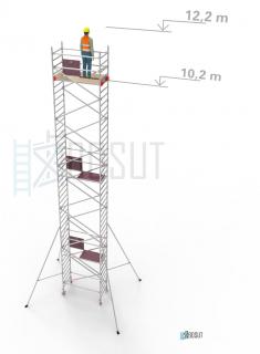 Hliníkové lešení Klimatek - výška 12,2 m (1,8 m x 0,85 m (d/š))