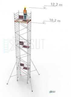 Hliníkové lešení Klimatek - výška 12,2 m (1,8 m x 1,45 m (d/š))