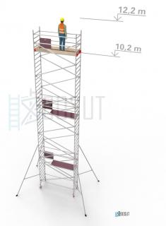 Hliníkové lešení Klimatek - výška 12,2 m (2,5 m x 0,85 m (d/š))