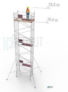 Hliníkové lešení Klimatek - výška 12,2 m (2,5 m x 1,45 m (d/š))