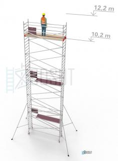 Hliníkové lešení Klimatek - výška 12,2 m (3,2 m x 0,85 m (d/š))