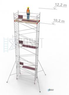 Hliníkové lešení Klimatek - výška 12,2 m (3,2 m x 1,45 m (d/š))