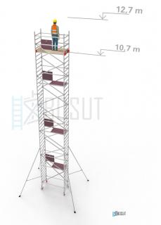 Hliníkové lešení Klimatek - výška 12,7 m (1,8 m x 0,85 m (d/š))