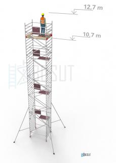 Hliníkové lešení Klimatek - výška 12,7 m (1,8 m x 1,45 m (d/š))