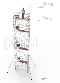 Hliníkové lešení Klimatek - výška 12,7 m (2,5 m x 0,85 m (d/š))