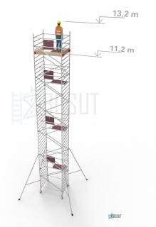 Hliníkové lešení Klimatek - výška 13,2 m (1,8 m x 1,45 m (d/š))