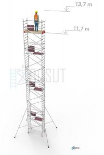 Hliníkové lešení Klimatek - výška 13,7 m (1,8 m x 0,85 m (d/š))