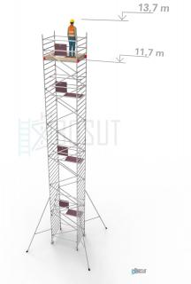 Hliníkové lešení Klimatek - výška 13,7 m (1,8 m x 1,45 m (d/š))