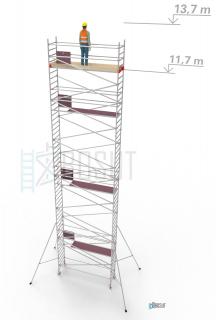 Hliníkové lešení Klimatek - výška 13,7 m (3,2 m x 0,85 m (d/š))