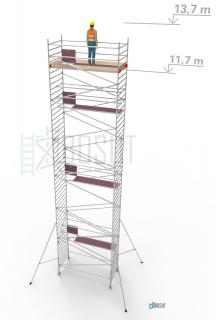 Hliníkové lešení Klimatek - výška 13,7 m (3,2 m x 1,45 m (d/š))