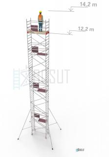 Hliníkové lešení Klimatek - výška 14,2 m (1,8 m x 0,85 m (d/š))