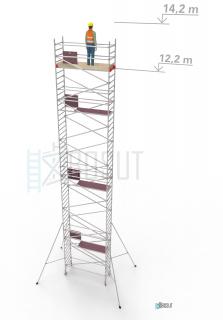 Hliníkové lešení Klimatek - výška 14,2 m (2,5 m x 0,85 m (d/š))