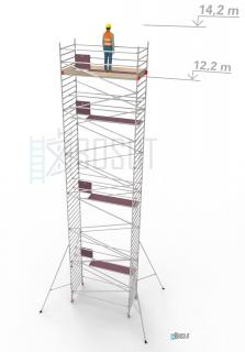 Hliníkové lešení Klimatek - výška 14,2 m (3,2 m x 1,45 m (d/š))