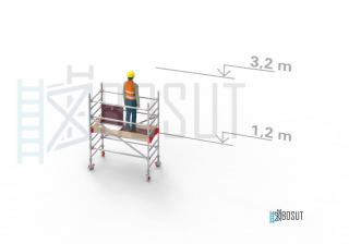 Hliníkové lešení Klimatek - výška 3,2 m (1,8 m x 0,85 m (d/š))