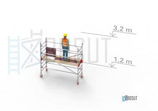 Hliníkové lešení Klimatek - výška 3,2 m (2,5 m x 0,85 m (d/š))