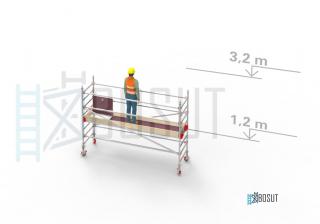 Hliníkové lešení Klimatek - výška 3,2 m (3,2 m x 0,85 m (d/š))