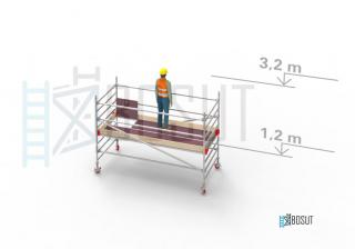 Hliníkové lešení Klimatek - výška 3,2 m (3,2 m x 1,45 m (d/š))