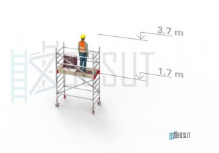 Hliníkové lešení Klimatek - výška 3,7 m (1,8 m x 0,85 m (d/š))