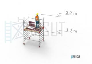 Hliníkové lešení Klimatek - výška 3,7 m (1,8 m x 1,45 m (d/š))