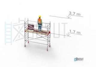 Hliníkové lešení Klimatek - výška 3,7 m (2,5 m x 0,85 m (d/š))