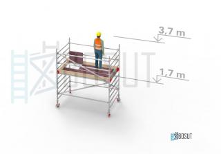 Hliníkové lešení Klimatek - výška 3,7 m (2,5 m x 1,45 m (d/š))