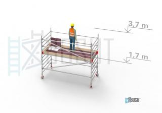 Hliníkové lešení Klimatek - výška 3,7 m (3,2 m x 1,45 m (d/š))