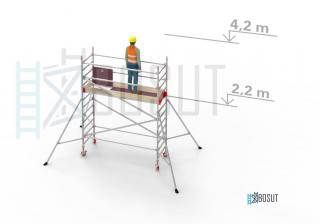 Hliníkové lešení Klimatek - výška 4,2 m (2,5 m x 0,85 m (d/š))