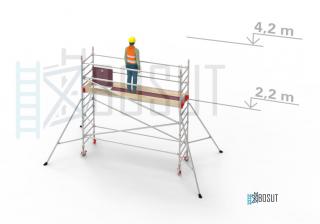 Hliníkové lešení Klimatek - výška 4,2 m (3,2 m x 0,85 m (d/š))