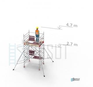 Hliníkové lešení Klimatek - výška 4,7 m (1,8 m x 1,45 m (d/š))