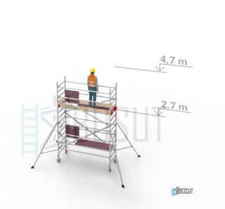 Hliníkové lešení Klimatek - výška 4,7 m (2,5 m x 0,85 m (d/š))