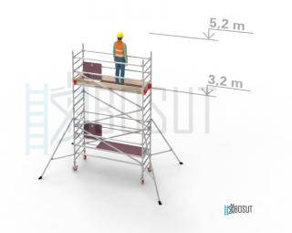 Hliníkové lešení Klimatek - výška 5,2 m (2,5 m x 0,85 m (d/š))