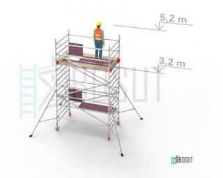 Hliníkové lešení Klimatek - výška 5,2 m (2,5 m x 1,45 m (d/š))