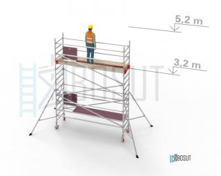 Hliníkové lešení Klimatek - výška 5,2 m (3,2 m x 0,85 m (d/š))