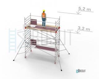 Hliníkové lešení Klimatek - výška 5,2 m (3,2 m x 1,45 m (d/š))