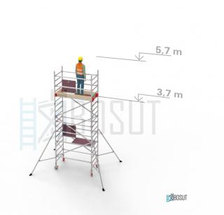 Hliníkové lešení Klimatek - výška 5,7 m (1,8 m x 0,85 m (d/š))