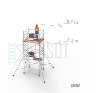 Hliníkové lešení Klimatek - výška 5,7 m (1,8 m x 1,45 m (d/š))