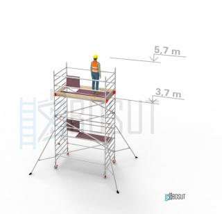 Hliníkové lešení Klimatek - výška 5,7 m (2,5 m x 1,45 m (d/š))