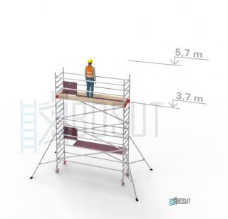 Hliníkové lešení Klimatek - výška 5,7 m (3,2 m x 0,85 m (d/š))