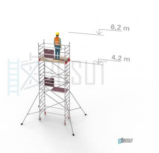 Hliníkové lešení Klimatek - výška 6,2 m (1,8 m x 0,85 m (d/š))