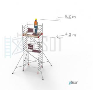 Hliníkové lešení Klimatek - výška 6,2 m (1,8 m x 1,45 m (d/š))